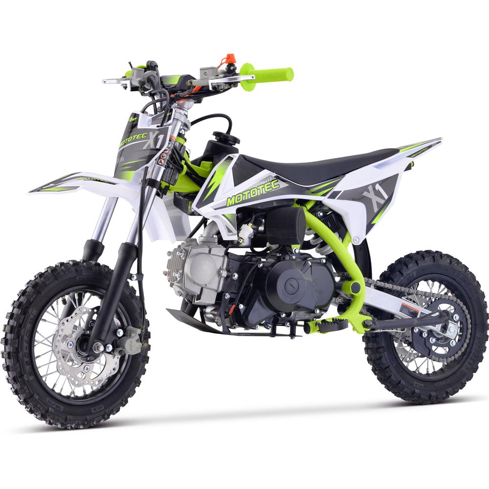 MotoTec X1 110cc 4-Stroke Gas Dirt Bike Green
