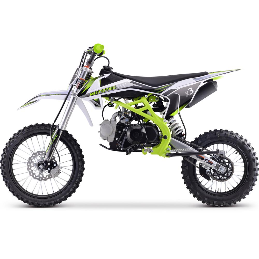 MotoTec X3 125cc 4-Stroke Gas Dirt Bike Green