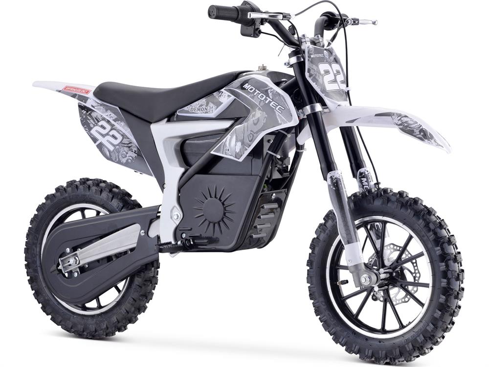 MotoTec 36v 500w Demon Electric Dirt Bike Lithium - White