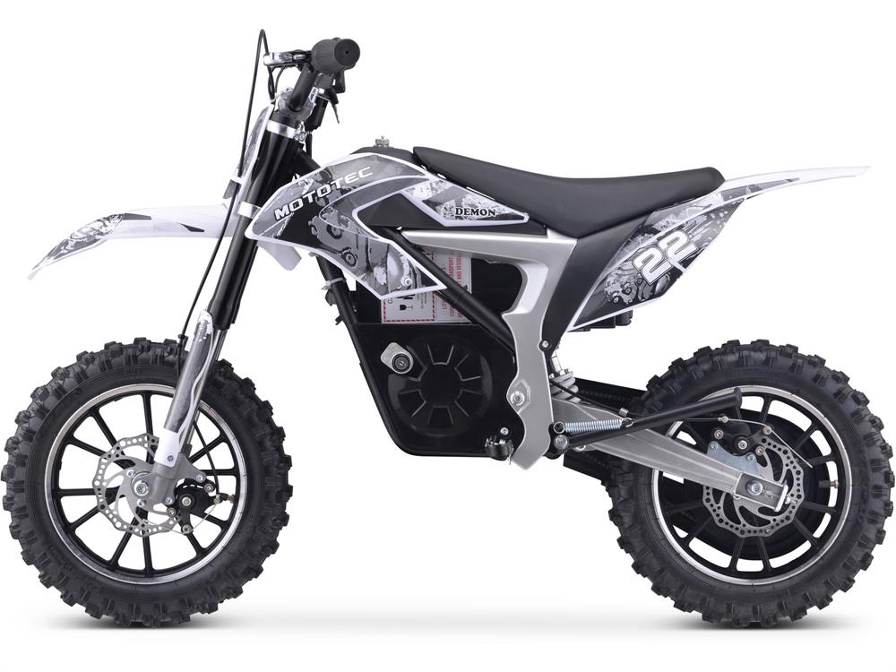 MotoTec 36v 500w Demon Electric Dirt Bike Lithium - White