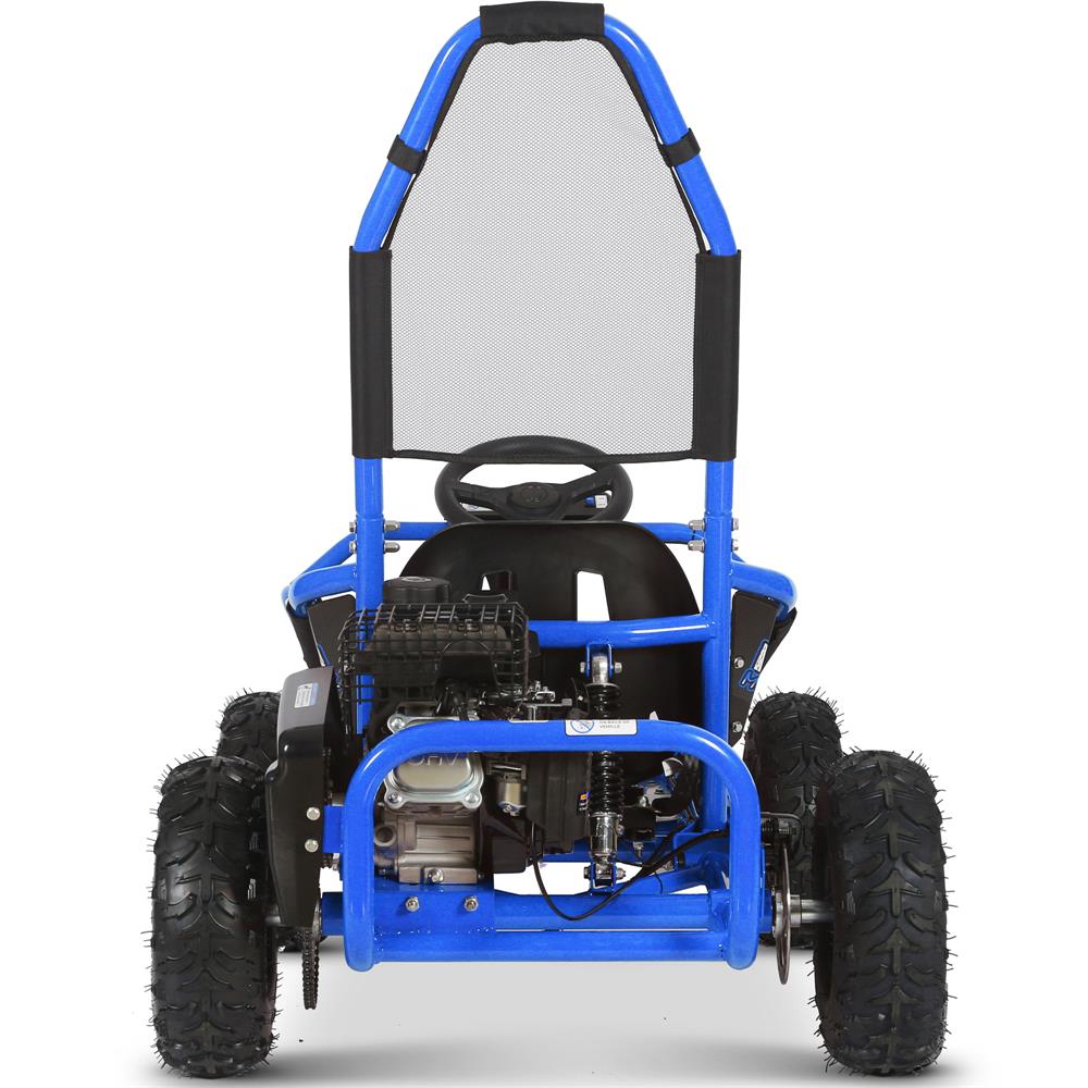 MotoTec Mud Monster Kids Gas Powered 98cc Go Kart Full Suspension - Blue