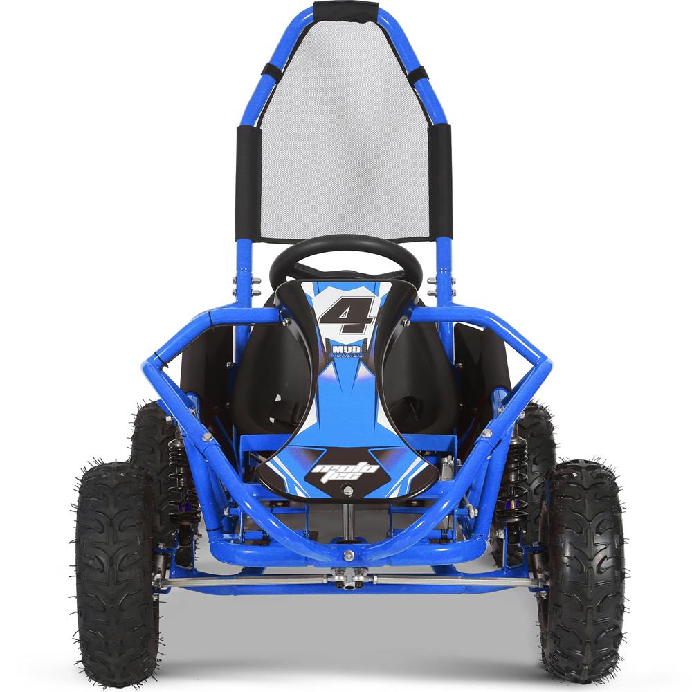 MotoTec Mud Monster Kids Gas Powered 98cc Go Kart Full Suspension - Blue