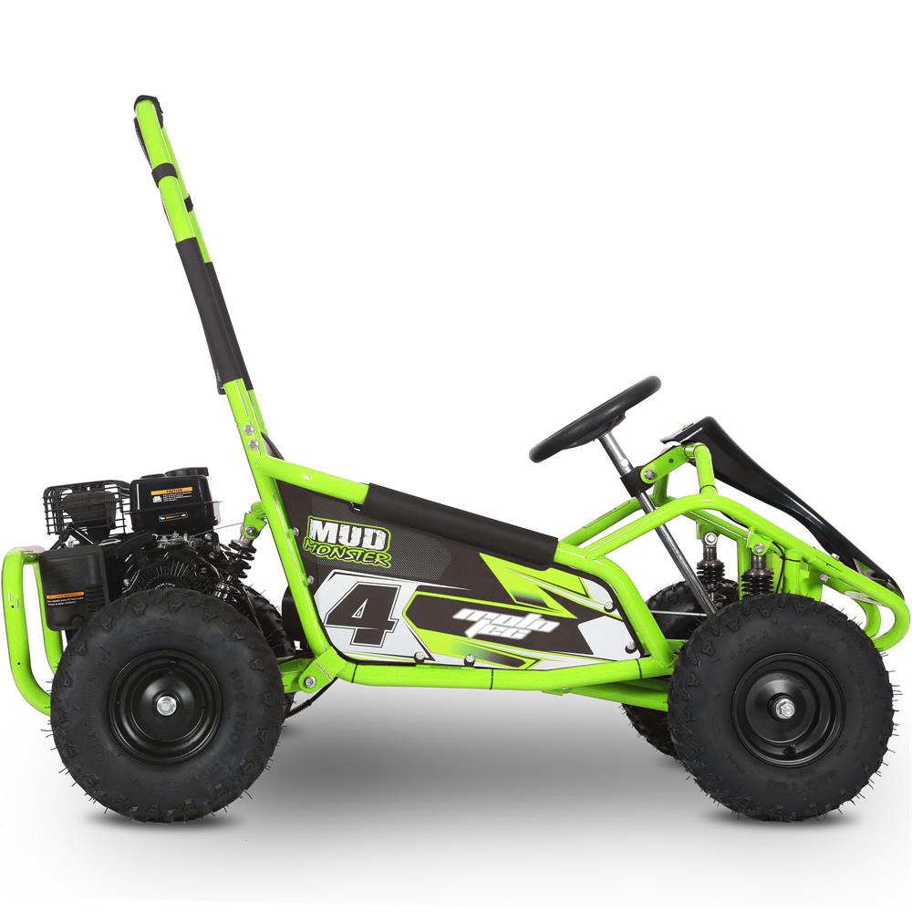 MotoTec Mud Monster Kids Gas Powered 98cc Go Kart Full Suspension - Green