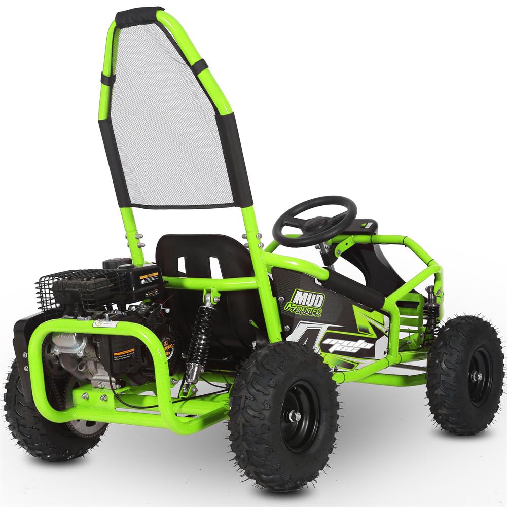 MotoTec Mud Monster Kids Gas Powered 98cc Go Kart Full Suspension - Green