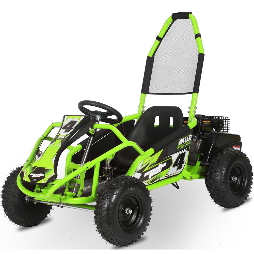 MotoTec Mud Monster Kids Gas Powered 98cc Go Kart Full Suspension - Green