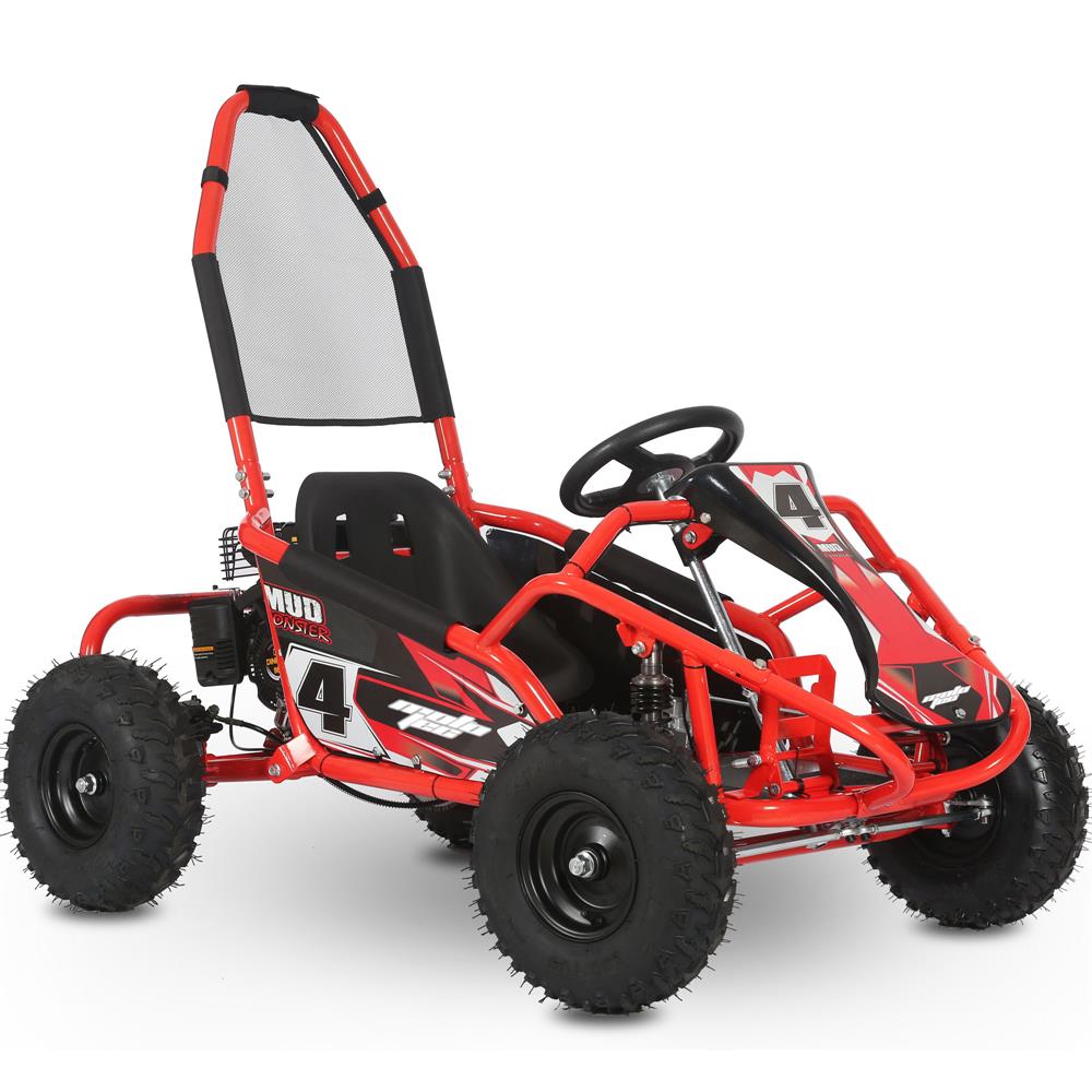 MotoTec Mud Monster Kids Gas Powered 98cc Go Kart Full Suspension - Red