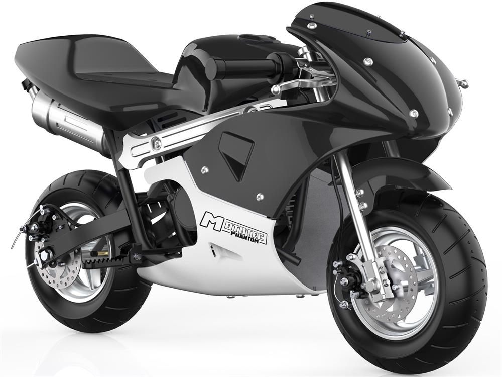 MotoTec Phantom Gas Pocket Bike 49cc 2-Stroke - Black