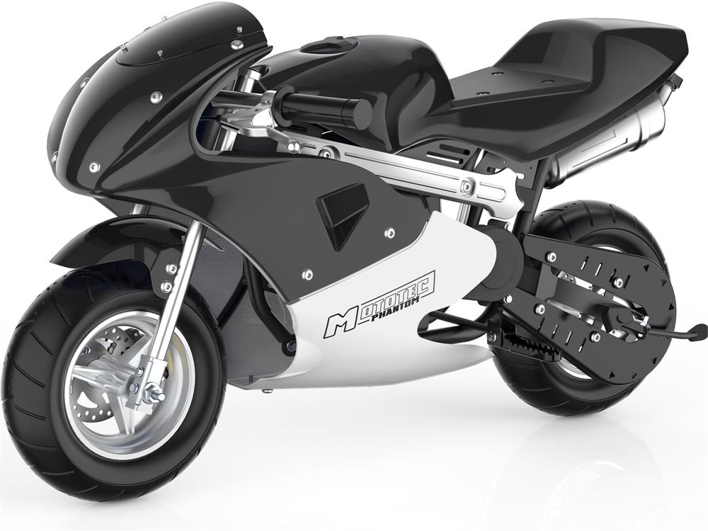 MotoTec Phantom Gas Pocket Bike 49cc 2-Stroke - Black