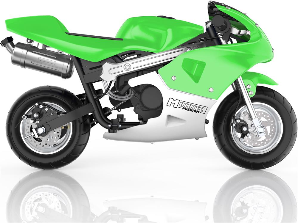 MotoTec Phantom Gas Pocket Bike 49cc 2-Stroke - Green