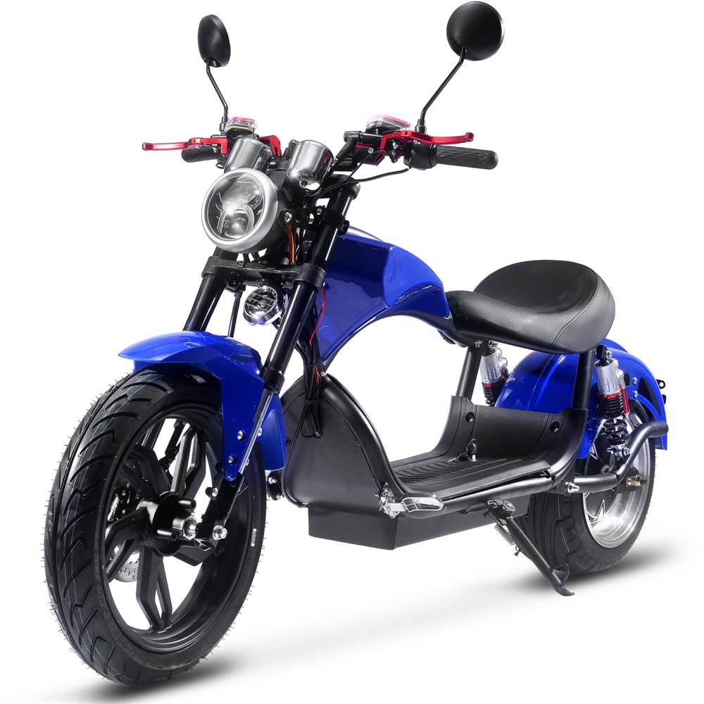 MotoTec Raven 60v 30ah 2500w Lithium Electric Scooter - Blue