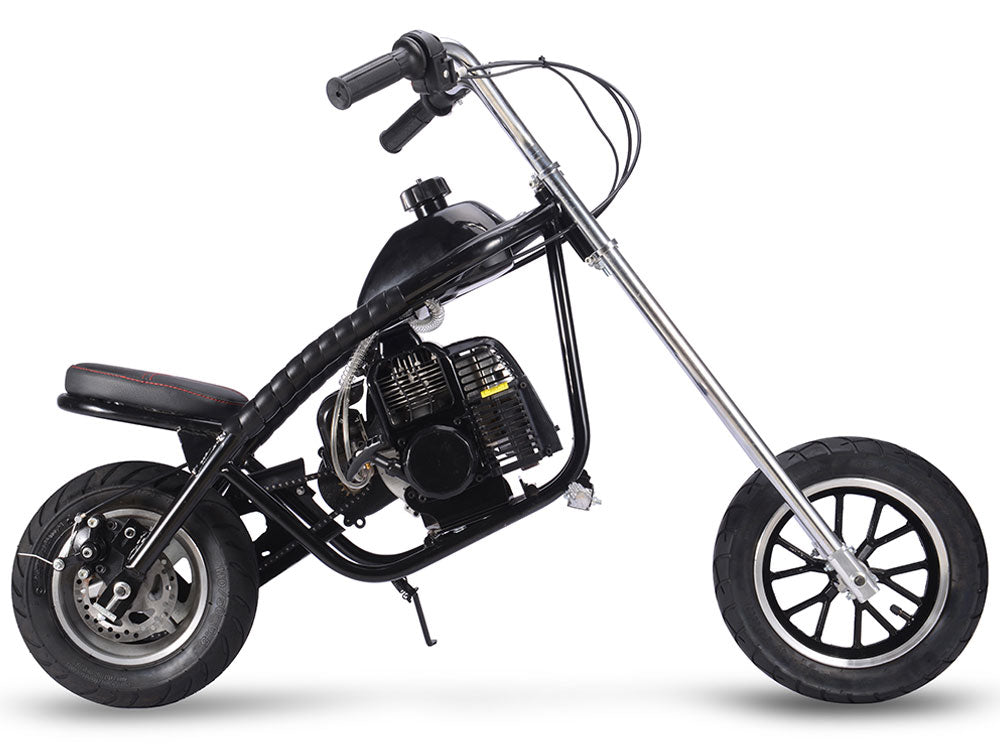 MotoTec 49cc Gas Mini Chopper - Mini Motorcycle Black