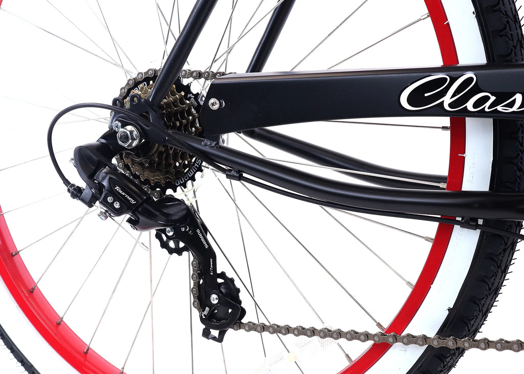 Golden Cycles - Classic Men - 7spd - Black Red