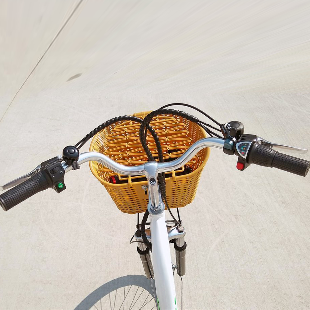 Nakto CAMEL Step-Through White Camel Women white with plastic basket | Electric Bike | Bike Lover USA