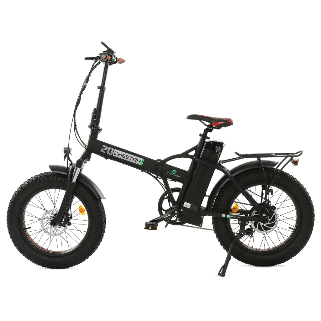 Ecotric 48V Fat Tire Portable and Folding Electric Bike with Color LCD Display - Black