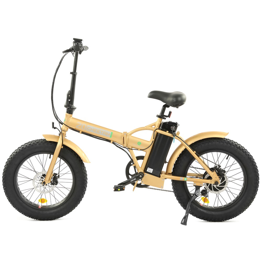 Ecotric 48V Fat Tire Portable Folding Electric Bike w/ LCD display - Gold