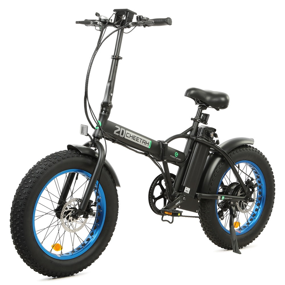 Ecotric 48V Fat Tire Portable Folding Electric Bike w/ LCD display - Black and Blue