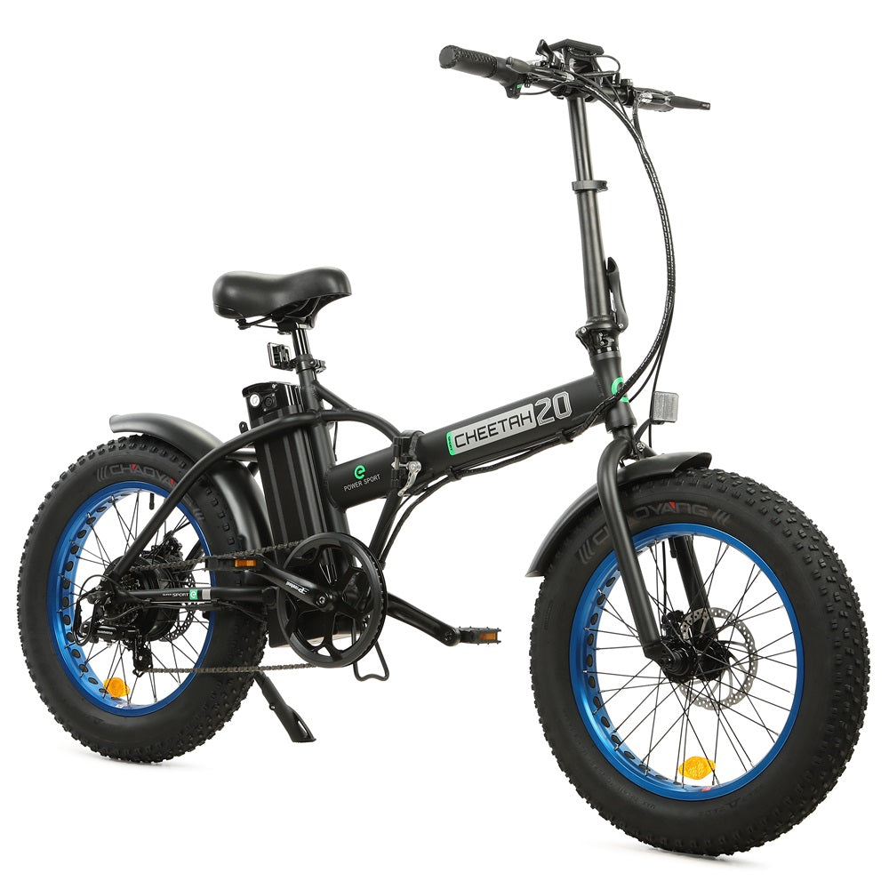 Ecotric 48V Fat Tire Portable Folding Electric Bike w/ LCD display - Black and Blue