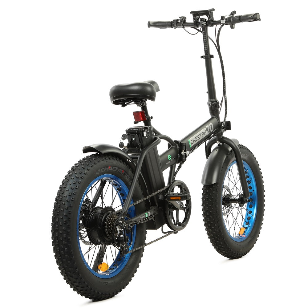 Ecotric 48V Fat Tire Portable Folding Electric Bike w/ LCD display - Black and Blue