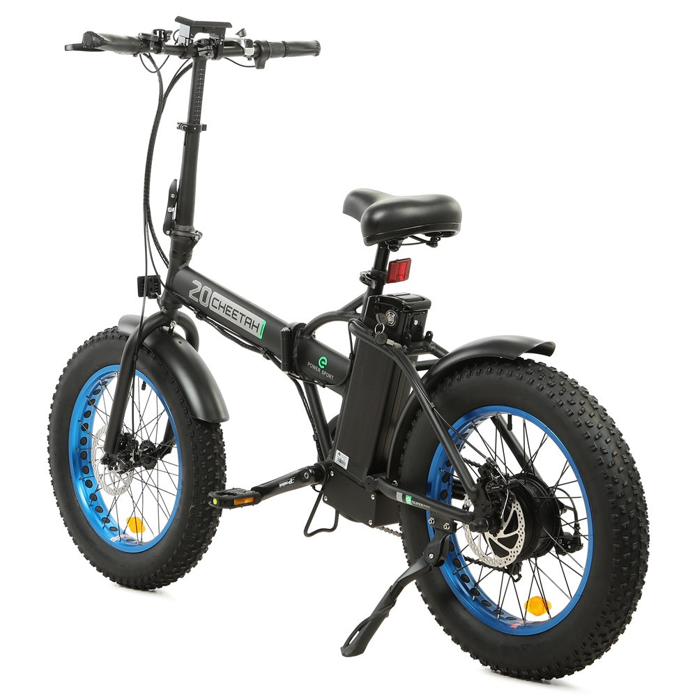Ecotric 48V Fat Tire Portable Folding Electric Bike w/ LCD display - Black and Blue
