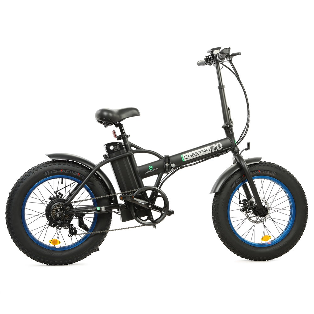 Ecotric 48V Fat Tire Portable Folding Electric Bike w/ LCD display - Black and Blue