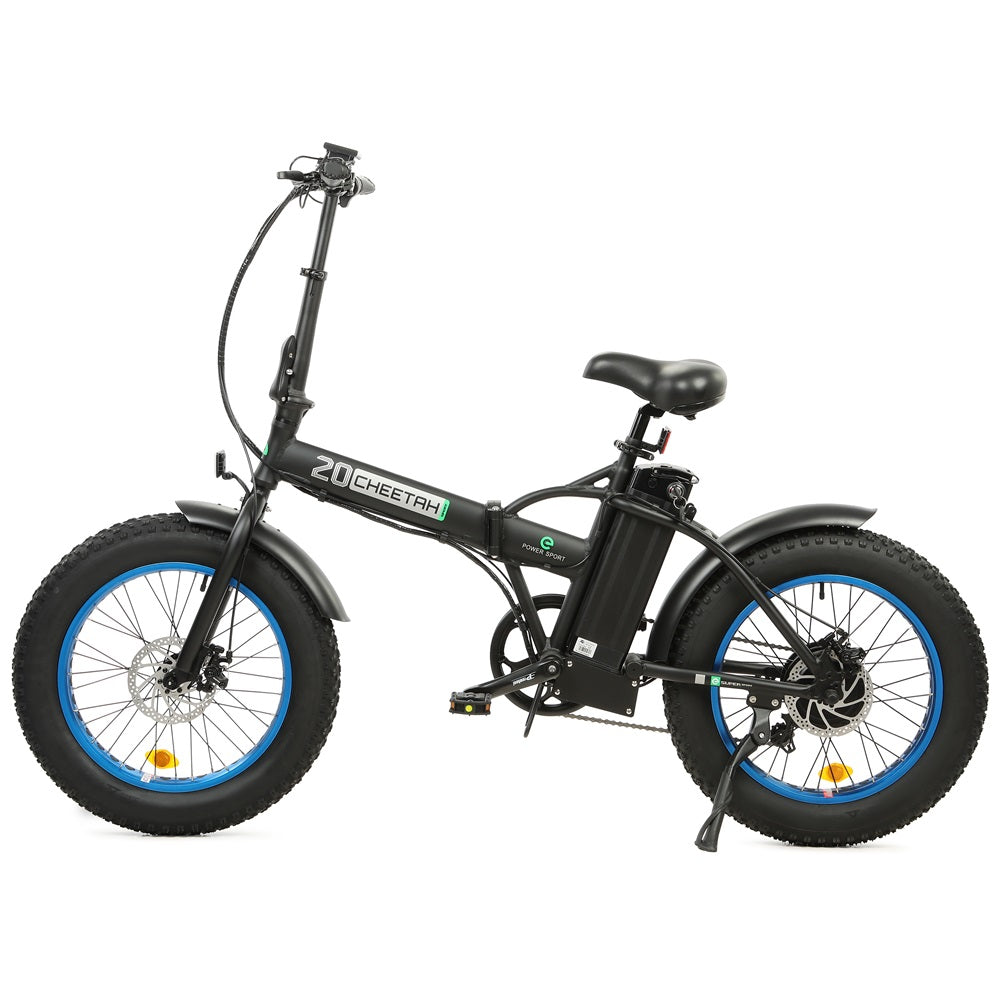 Ecotric 48V Fat Tire Portable Folding Electric Bike w/ LCD display - Black and Blue