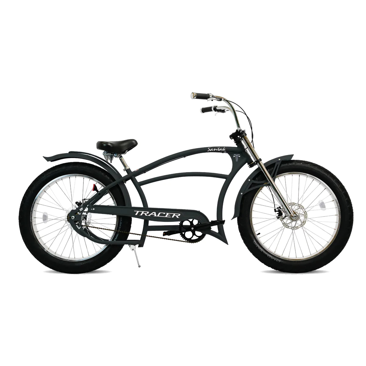 Tracer Santak GT 26" Chopper Stretch Cruiser Fat Tire Bike - Matte Black | Single Speed | Fat Tire Bike | Cruiser Fat Tire Bike | Stretch Bike | Fat Tire | Bike Lover USA