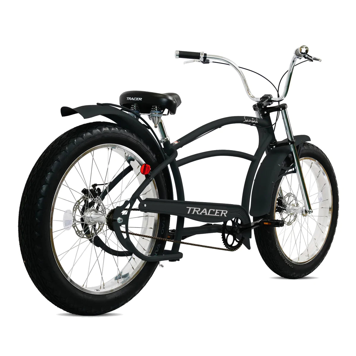 Tracer Santak GT 26" Chopper Stretch Cruiser Fat Tire Bike - Matte Black | Single Speed | Fat Tire Bike | Cruiser Fat Tire Bike | Stretch Bike | Fat Tire | Bike Lover USA