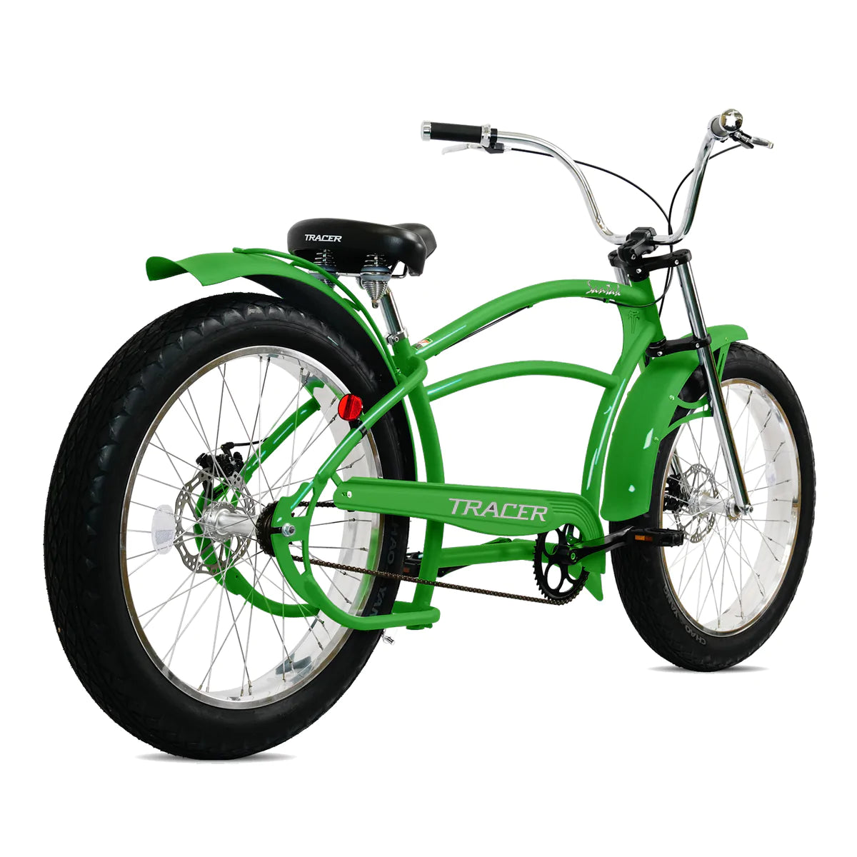 Tracer Santak GT 26" Chopper Stretch Cruiser Fat Tire Bike - Green | Single Speed | Fat Tire Bike | Cruiser Fat Tire Bike | Stretch Bike | Fat Tire | Bike Lover USA