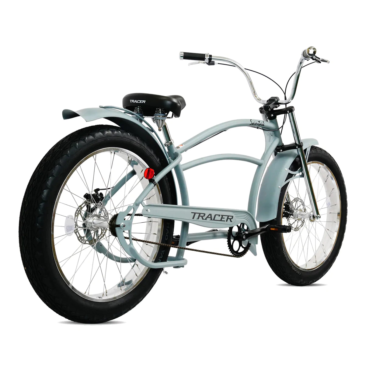 Tracer Santak GT 26" Chopper Stretch Cruiser Fat Tire Bike - Grey | Single Speed | Fat Tire Bike | Cruiser Fat Tire Bike | Stretch Bike | Fat Tire | Bike Lover USA