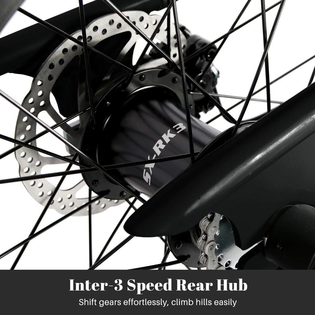 Tracer Master 2.0 3i Internal 3-Speed - Matte Black | Fat Tire Bike | Cruiser Fat Tire Bike | Stretch Bike | Fat Tire | Bike Lover USA