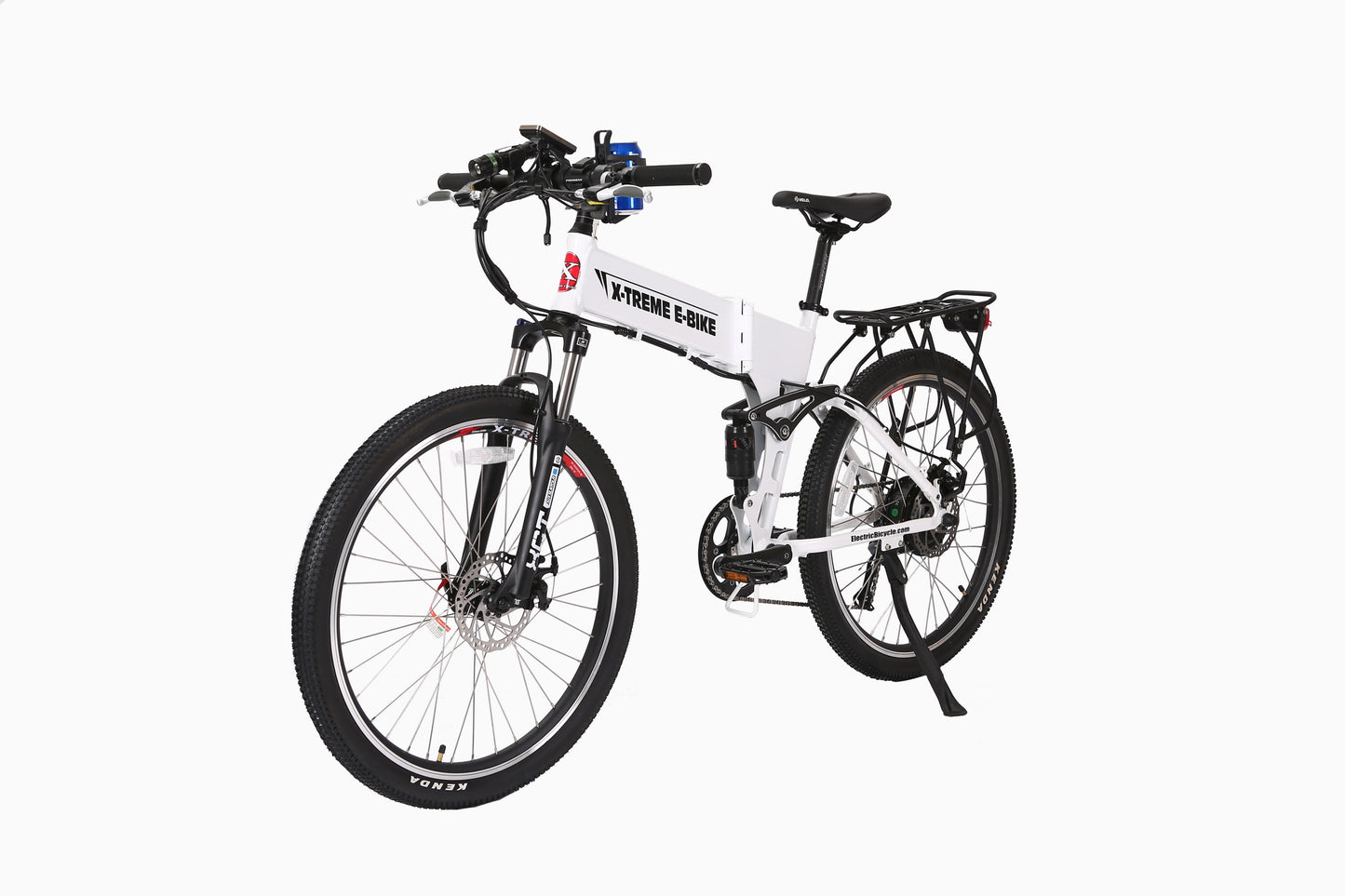 X-Treme Baja 48 Volt Folding Electric Mountain Bicycle-Metallic White