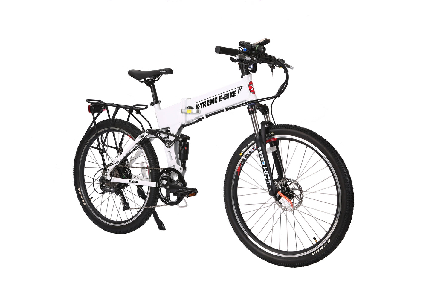 X-Treme Baja 48 Volt Folding Electric Mountain Bicycle-Metallic White