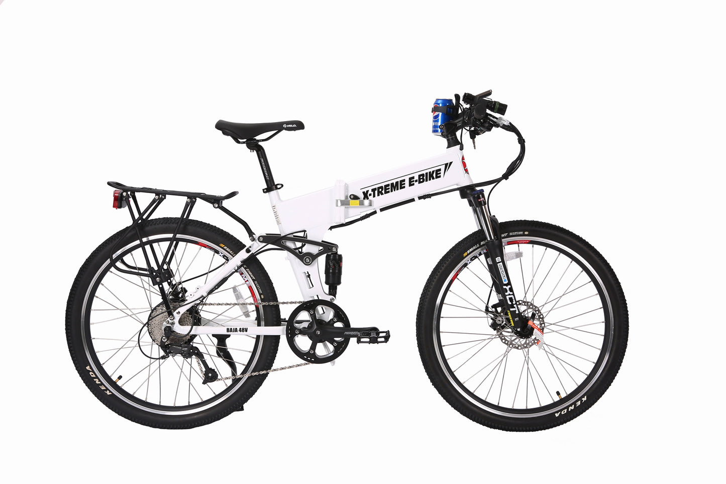 X-Treme Baja 48 Volt Folding Electric Mountain Bicycle-Metallic White