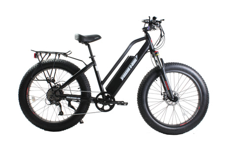 X-Treme Boulderado 48V 17Ah Fat Tire Step-Through Electric Mountain Bicycle 500W Rear Hub Motor 25 mph LiFePO4 Battery