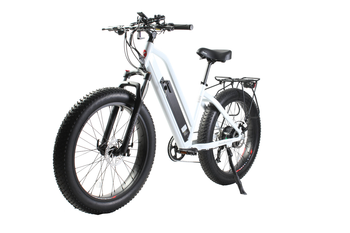 X-Treme Boulderado 48V 17Ah Fat Tire Step-Through Electric Mountain Bicycle 500W Rear Hub Motor 25 mph LiFePO4 Battery