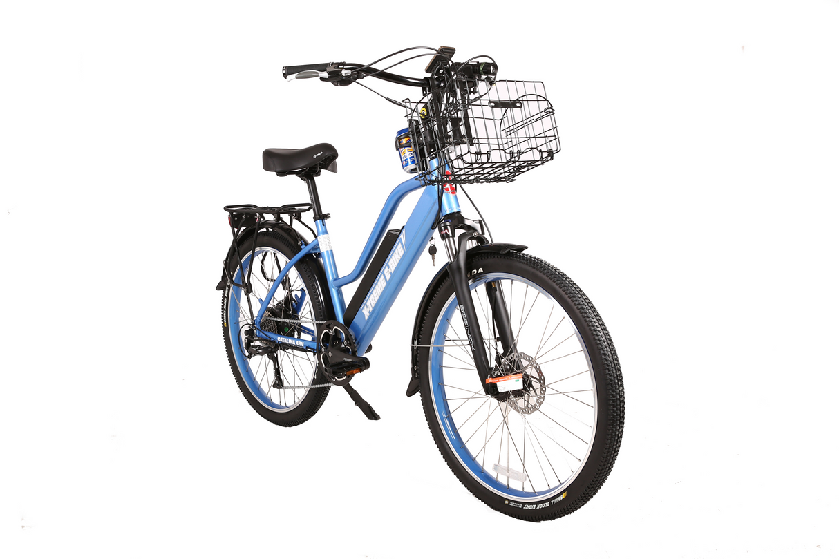 X-Treme Catalina 48V Electric Step-Through Beach Cruiser Bicycle 500W Rear Hub Motor 25 mph 48V 10.4Ah LiFePO4 Battery
