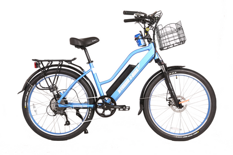 X-Treme Catalina 48V Electric Step-Through Beach Cruiser Bicycle 500W Rear Hub Motor 25 mph 48V 10.4Ah LiFePO4 Battery