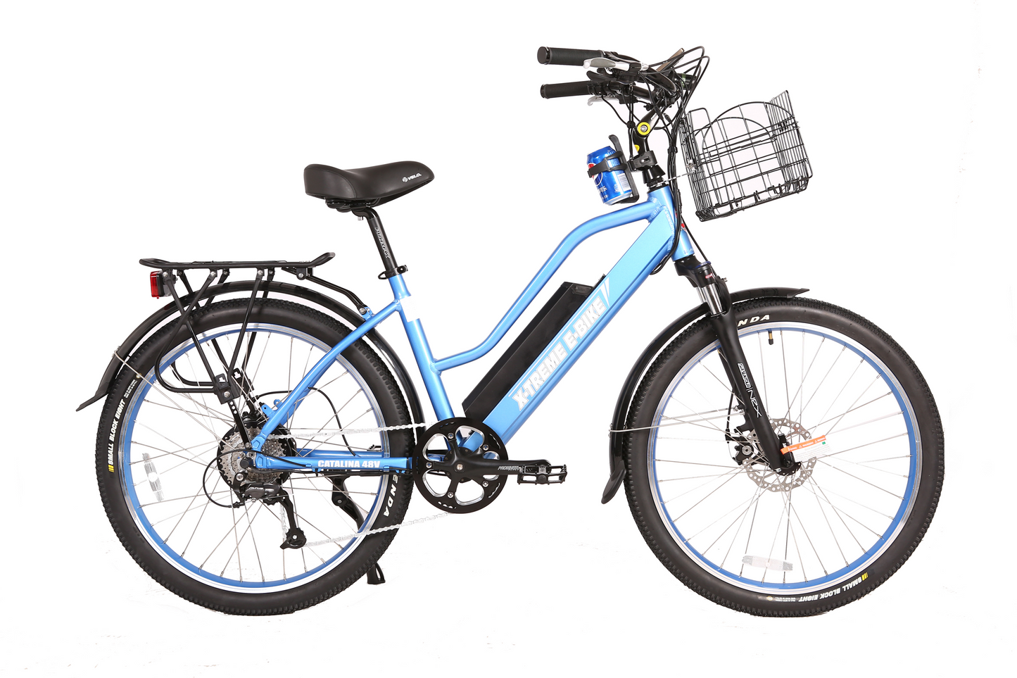 X-Treme Catalina 48 Volt Electric Step-Through Beach Cruiser Bicycle-Blue