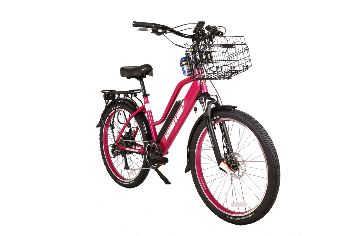 X-Treme Catalina 48V Electric Step-Through Beach Cruiser Bicycle 500W Rear Hub Motor 25 mph 48V 10.4Ah LiFePO4 Battery