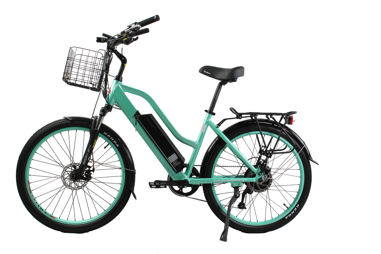 X-Treme Catalina 48V Electric Step-Through Beach Cruiser Bicycle 500W Rear Hub Motor 25 mph 48V 10.4Ah LiFePO4 Battery