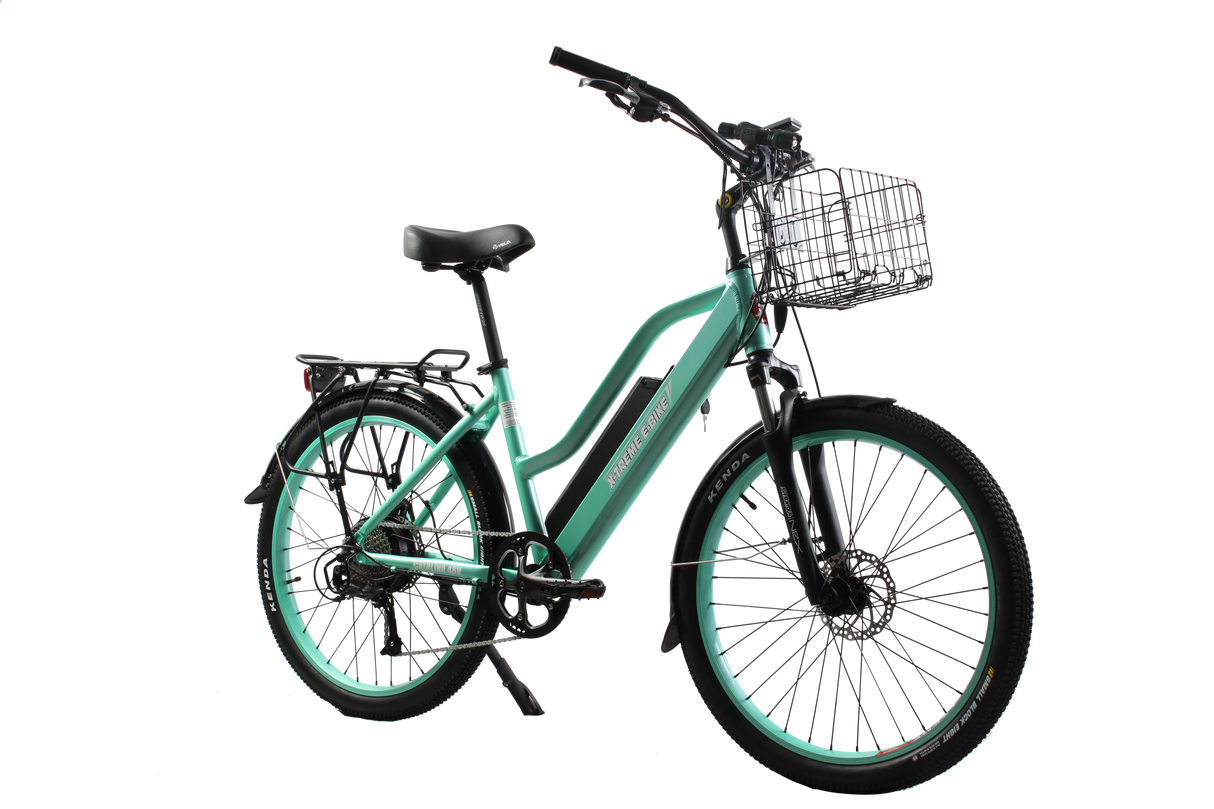 X-Treme Catalina 48V Electric Step-Through Beach Cruiser Bicycle 500W Rear Hub Motor 25 mph 48V 10.4Ah LiFePO4 Battery