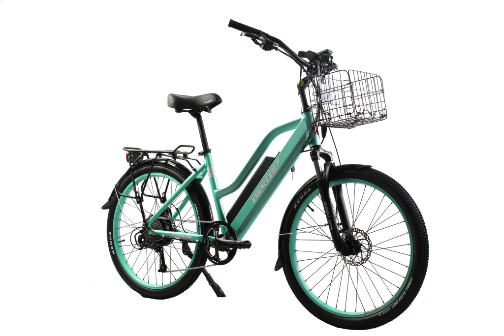 X-Treme Catalina 48 Volt Electric Step-Through Beach Cruiser Bicycle-Mint Green