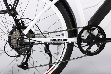 X-Treme Catalina 48V Electric Step-Through Beach Cruiser Bicycle 500W Rear Hub Motor 25 mph 48V 10.4Ah LiFePO4 Battery