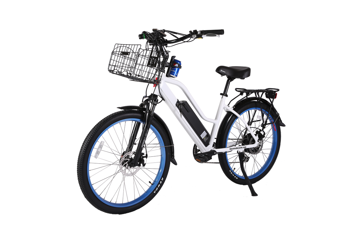 X-Treme Catalina 48V Electric Step-Through Beach Cruiser Bicycle 500W Rear Hub Motor 25 mph 48V 10.4Ah LiFePO4 Battery