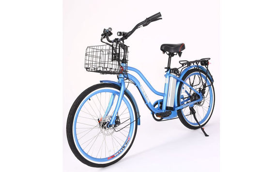 X-Treme Malibu Elite 24 Volt Beach Cruiser Electric Bike-Baby Blue