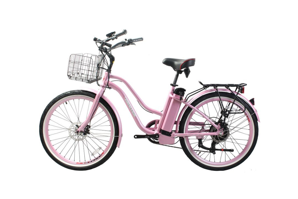 X-Treme Malibu Elite Max 36 Volt Beach Cruiser Electric Bike - Bubblegum Pink | Bike Lovers USA