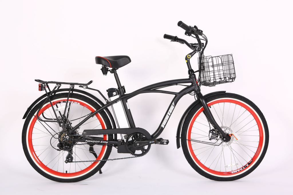 X-Treme Newport Elite 24 Volt Beach Cruiser Electric Bike-Black