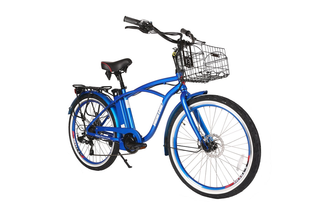 X-Treme Newport Elite 24 Volt Beach Cruiser Electric Bike-Metallic Blue