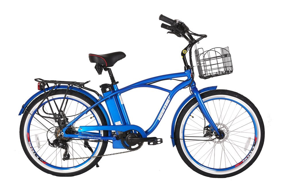 X-Treme Newport Elite 24 Volt Beach Cruiser Electric Bike-Metallic Blue