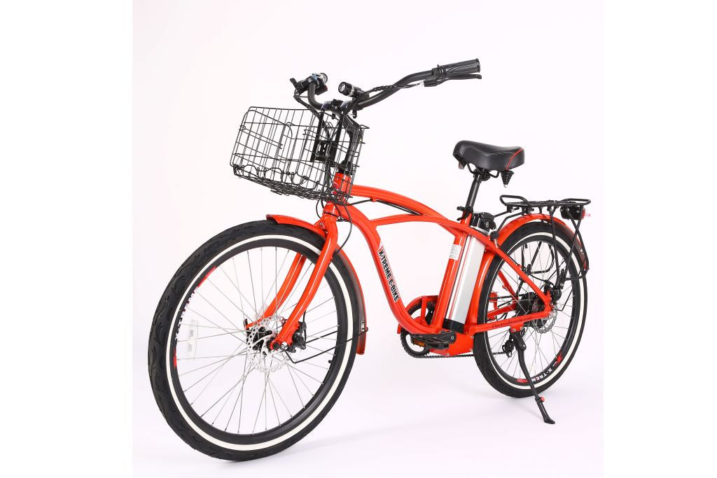 X-Treme Newport Elite 24 Volt Beach Cruiser Electric Bike- Metallic Red